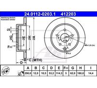 2x ATE 24.0112-0203.1 Disco de freno Trasero para TOYOTA PRIUS PLUS (ZVW4)