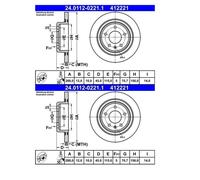 2x ATE 24.0112-0221.1 Disco De Freno Para Opel Insignia B Grand Sport