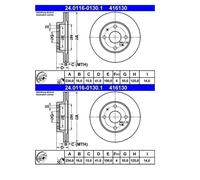 2x ATE 24.0116-0130.1 Disco De Freno Para Daihatsu Sirion M1 Subaru Justy IV