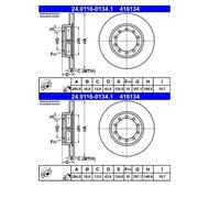 2x ATE 24.0116-0134.1 Disco De Freno 284 Mm Para Ford Transit FA FF FM FN