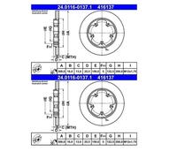 2x ATE 24.0116-0137.1 Disco De Freno Para Ford Transit V363 FAD FBD FCD FDD