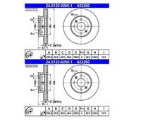 2x ATE 24.0122-0260.1 Disco De Freno Para KIA Rio II JB Hyundai Accent III MC