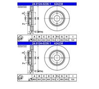 2x ATE 24.0124-0238.1 Disco Freno para Nissan Tiida C11 SC11 Cubo Z12 Sentra VI