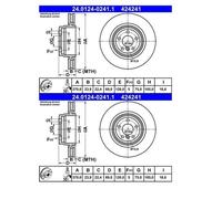 2X ATE 24.0124-0241.1 Disco De Freno Para BMW F07 F01 F02 F03 F04