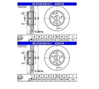 2x ATE 24.0125-0214.1 Disco De Freno 280 Mm Para Mazda 3 BM BN CX-3 DK