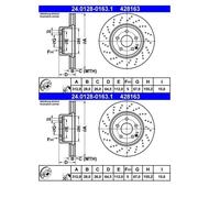 2x ATE 24.0128-0163.1 Disco De Freno Para Mercedes-Benz R230