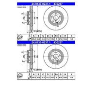 2X ATE 24.0130-0237.1 Disco De Freno Para Mercedes-Benz W176 W242 W246 C117 X117