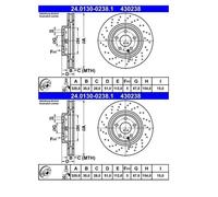 2x ATE 24.0130-0238.1 Disco De Freno Para Mercedes-Benz W176 W242 W246 C117 X117