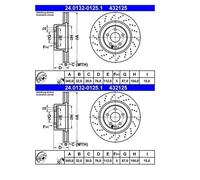 2x ATE 24.0132-0125.1 Disco De Freno Para Mercedes-Benz W220 C215