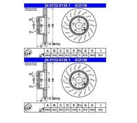 2x ATE 24.0132-0136.1 Disco De Freno Para Mercedes-Benz W211 S211 W220