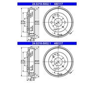 ATE Tambor de freno para FIAT: Palio, Seicento, Siena, Cinquecento (Ref: 24.0218-5002.1)