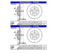 2x ATE 24.0312-0154.1 Disco De Freno Para Ford Mondeo III B5Y Jaguar X-Type X4E2
