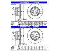 2X ATE 24.0322-0103.1 Disco De Freno 302 Mm Para BMW E34 E32