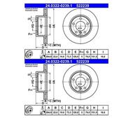 2X ATE 24.0322-0239.1 Disco De Freno 284 Mm Para BMW E87 E81 F21 F20 F23 F22 F87