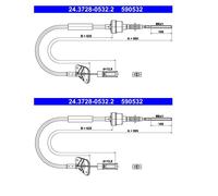 2x ATE 24.3728-0532.2 Cable De Acoplamiento Para Fiat 500 Ford KA