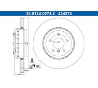 2x ATE Disco de Freno Recubierto Ventilado Ø345mm para BMW 5 Touring E61 E60 E64
