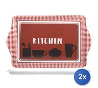 2X Bandejas De Melamina Cocina Roja Cm46,5x29,5 H&H
