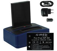 2X Batería + Cargador Doble (Enchufe+Coche+USB) Compatible con Drift HD (1080p), HD170 (Stealth), HD720 / Compatible con Toshiba Camileo H20 ... / Compatible con Ricoh Caplio RR10 UVM…