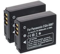 2X Batería Compatible con Panasonic CGA-S007, DMW-BCD10, Compatible con Lumix DMC-TZ5, TZ11, TZ15, TZ50