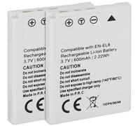 2X Batería EN-EL8 Compatible con Nikon Coolpix P1, P2 / S1, S2, S3, S5, S6, S7, S7C, S8, S9, S50c, S51, S51c, S52, S52c