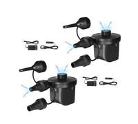 2X Bomba de Aire Eléctrica para Piscinas. Inflador - Desinflador Portátil para Colchonetas. Hinchador para Colchones, Flotadores, Envase al Vacío, con 3 Boquillas. Compresor 240V AC / 12V DC.