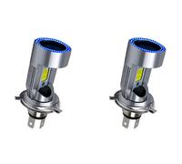2X Bombilla de Faro LED H4 para Motocicleta, Haz Alto / Bajo con Luz de Circulación Diurna de Ojo de ángel, 25 W, 3000 Lm, Superbrillante 6000 K
