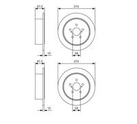 2x Bosch 0 986 479 A82 Disco de Freno para Subaru Legacy IV Estación Vagón
