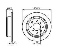 2x BOSCH Disco de freno Trasero para HONDA CIVIC VI Hatchback (EJ, EK) 238mm 0