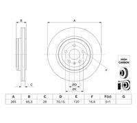 2x Bosch Disco Freno Ventilado Ø365mm para Tesla Model S 5YJS