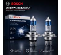 2x BOSCH H4 Ultra White 4200K Bombilla Halógena 12V 55/60W +40%