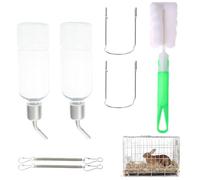 2X Botella de Agua Conejo 180ml-Bebedero Classic para roedores Antigoteo & Estable-Bebedero Colgante para Conejos&DispensadordeAguaparaAnimalespequeños-KitBotelladeAguaparahámsterconSoporte