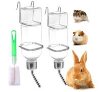 2X Botella de Agua Conejo 350ml + Cepillo - Bebedero Colgante para Conejos Antigoteo & Bebedero Classic para roedores | Botellas de Agua para roedores, Hámster y Chinchilla, Soporte Estable