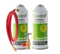 2x Botes GASICA V2 (452g Neto Total) | Gas Refrigerante Ecológico | Equivalente a 900g aprox de R22 | Sustituto R22, R407C y R410A | Kit con Válvula y Manguera