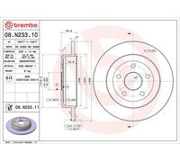 2x BREMBO 08.N233.11 Disco de freno Trasero para DODGE Durango (WD) 330mm