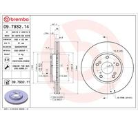 2x BREMBO 09.7932.11 Disco de freno Delantero para HONDA HR-V (RU) HR-V III (RV)