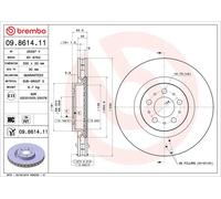 2x BREMBO 09.8614.11 Disco de freno Delantero para VOLVO V70 II (285) 330mm