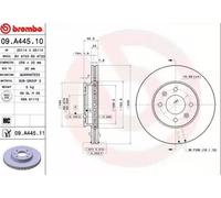 2x BREMBO 09.A445.11 Disco de freno Delantero para HYUNDAI i20 (PB, PBT) 256mm