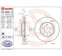 2x BREMBO 09.A630.10 Disco de freno Delantero para OPEL Antara A (L07) 296mm