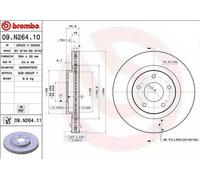 2x BREMBO 09.N264.11 Disco de freno Delantero adecuado para PEUGEOT 4008 SUV