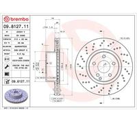 2x Disco de freno perforado/ventil. int. 09.8127.11 BREMBO para MERCEDES-BENZ