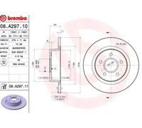 2x BREMBO Disco de freno Trasero para FORD TRANSIT CONNECT (P65, P70, P80) 278mm