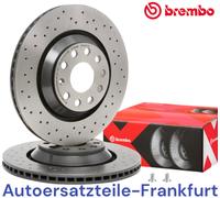 2x BREMBO Discos de freno perforados TRASEROS AUDI TT Q3 A3 S3 + VW GOLF 7 GT...