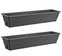 2x BURI Blumenkasten 100 cm Con Almacenamiento De Agua, Drenaje Gris