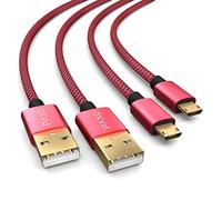 2x cable de carga para mando PS4, cable de 4m para Playstation 4, Sony PS4, PS4 Slim, mandos Microsoft Xbox One, cable de carga micro USB, rojo-negro