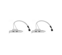 2X Cable USB 2.0 Hembra de Perfil Bajo de 9 Pines para Panel Posterior de Placa Base, 30 cm, con Soporte PCI y 8 cm de Altura.
