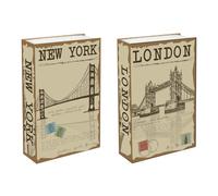 2x Caja Fuerte Oculta Con Llave Nueva York Y Londres Falsificación De Libro