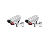 2X Cámara de Seguridad Ficticia para Exteriores, Sistema de Vigilancia CCTV Falso LED para Propiedades, Negocios, Seguridad del Hogar.