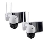 2x Cámara rotativa WiFi inalámbrica domo para exteriores con panel solar