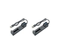 2X Cargador de Batería USB 1 Ranura Cargador de Batería de Litio Recargable de Carga Rápida Universal para 18650 26650 14500 16340