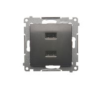 54 MÓDULO NEGRO MATE CARGADOR 2X USB TIPO PREMIUM 54 DC2USB.01/49